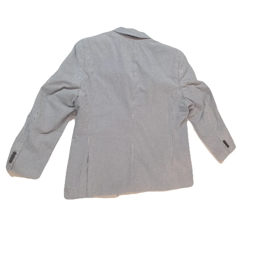 Nautica Mens Seersucker Striped Blazer Suit Jacket Blue White 48R  Preppy - Picture 8 of 12